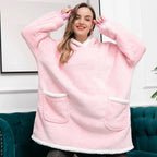 Hooded Blanket | Ultra-Soft Fleece & Wool Hood & Pockets | One Size