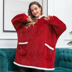 Hooded Blanket | Ultra-Soft Fleece & Wool Hood & Pockets | One Size