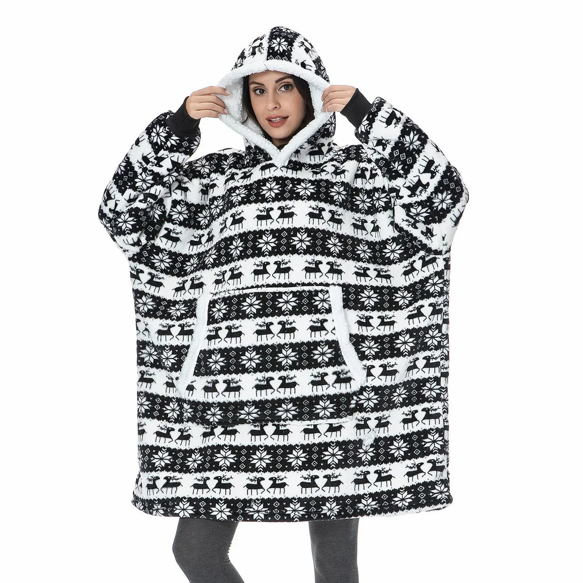Hooded Blanket | Ultra-Soft Fleece & Wool Hood & Pockets | One Size