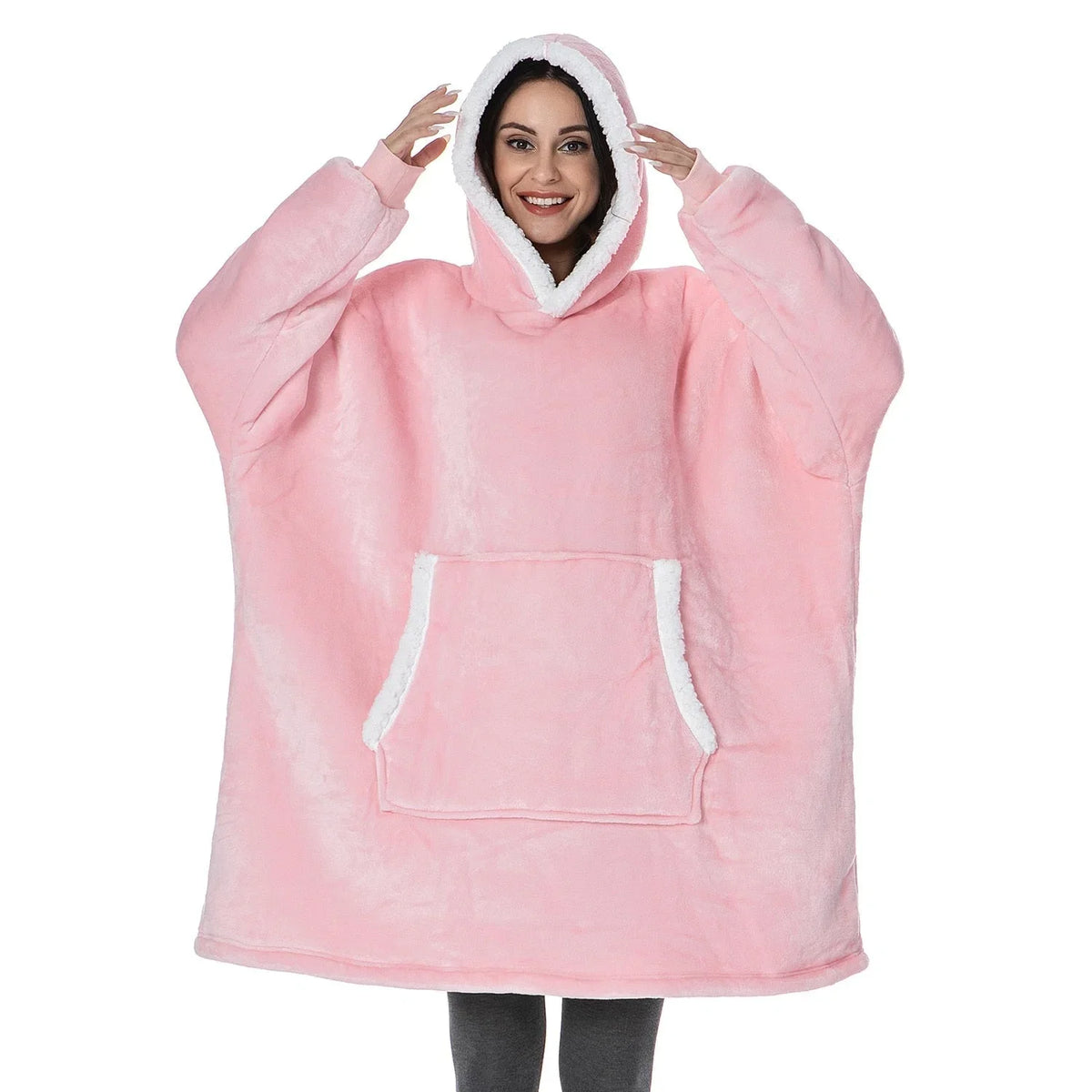 Hooded Blanket | Ultra-Soft Fleece & Wool Hood & Pockets | One Size