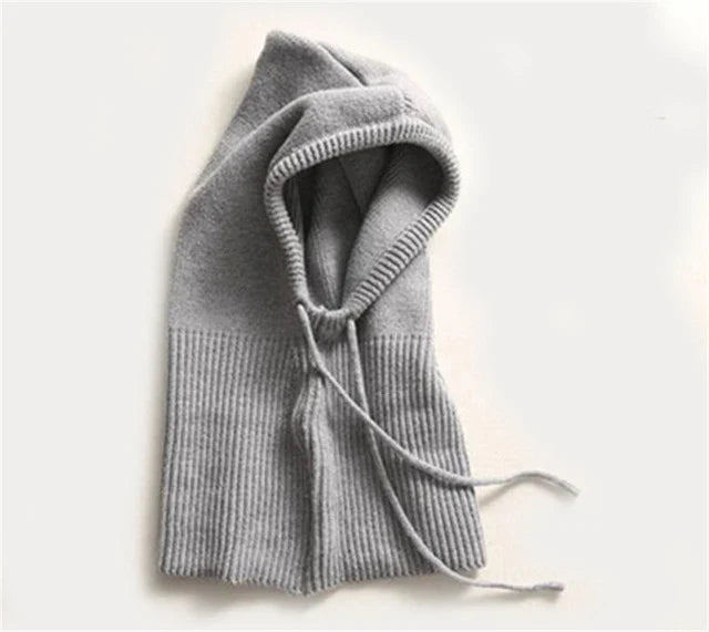 Hooded Winter Hat | Cashmere Knit & Adjustable Drawstring