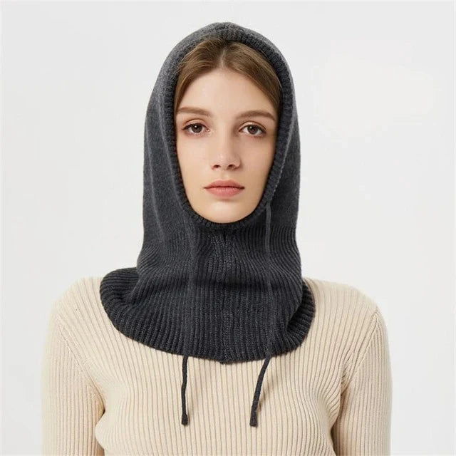 Hooded Winter Hat | Cashmere Knit & Adjustable Drawstring