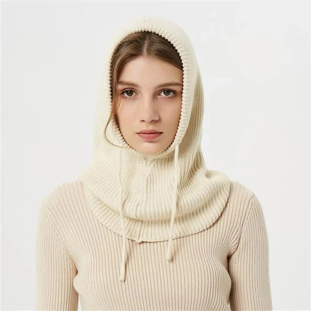 Hooded Winter Hat | Cashmere Knit & Adjustable Drawstring