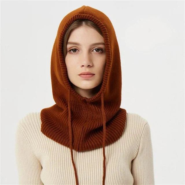 Hooded Winter Hat | Cashmere Knit & Adjustable Drawstring