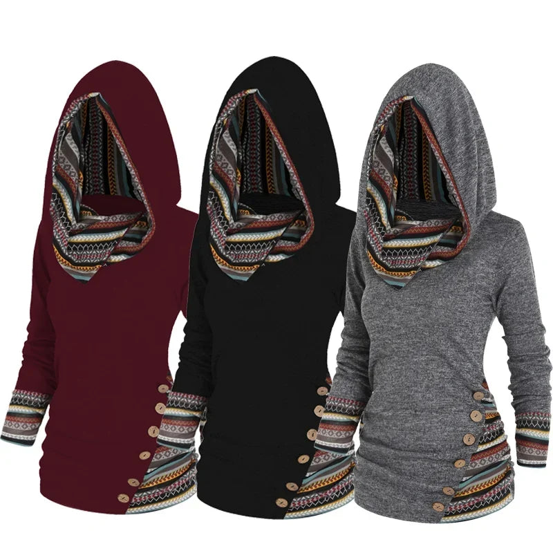 Hoodie | Tribal Geometric Print, Hooded & Long-Sleeve | Sizes S–5XL