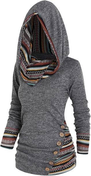 Hoodie | Tribal Geometric Print, Hooded & Long-Sleeve | Sizes S–5XL