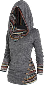 Hoodie | Tribal Geometric Print, Hooded & Long-Sleeve | Sizes S–5XL