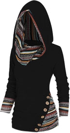 Hoodie | Tribal Geometric Print, Hooded & Long-Sleeve | Sizes S–5XL