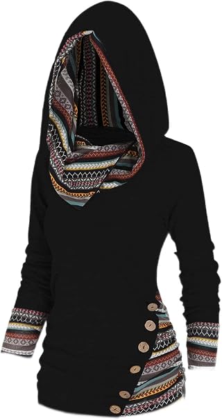 Hoodie | Tribal Geometric Print, Hooded & Long-Sleeve | Sizes S–5XL