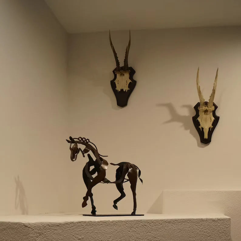 Horse Sculpture | Polished Metal & Artistic Design | With Protective Cover