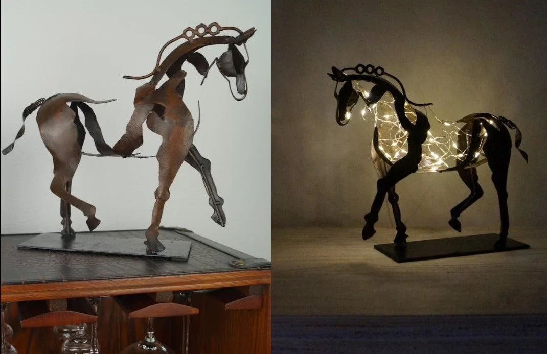 Horse Sculpture | Polished Metal & Artistic Design | With Protective Cover