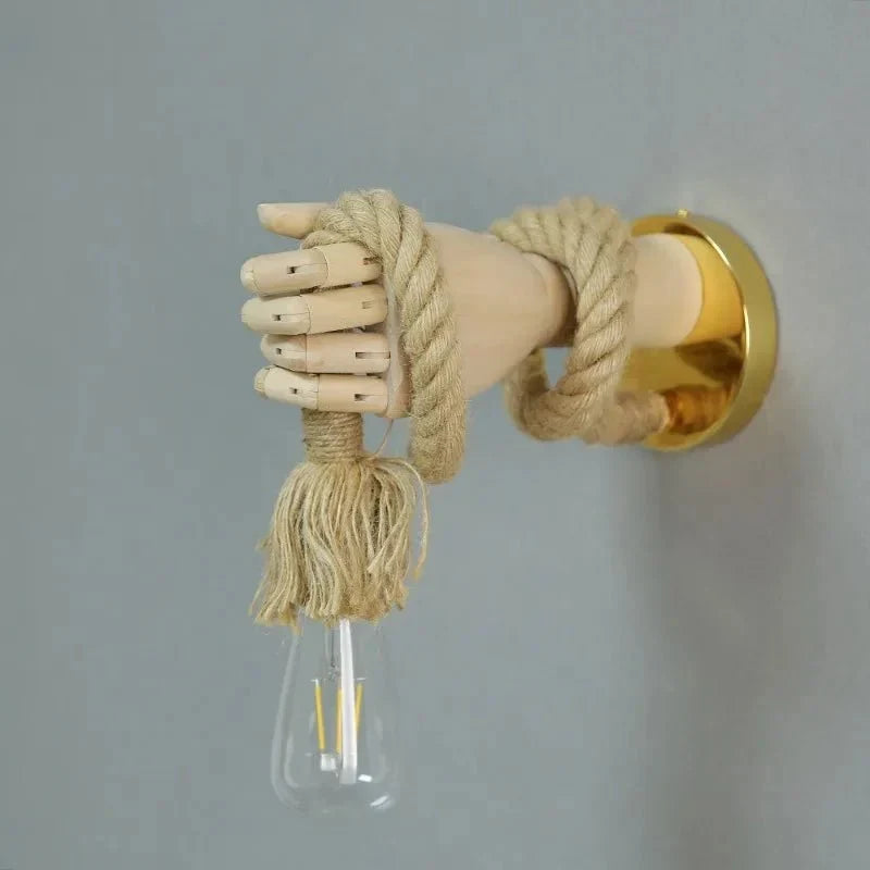 Indoor Wall Light | Retro Hemp Rope & Metal | Warm Glow