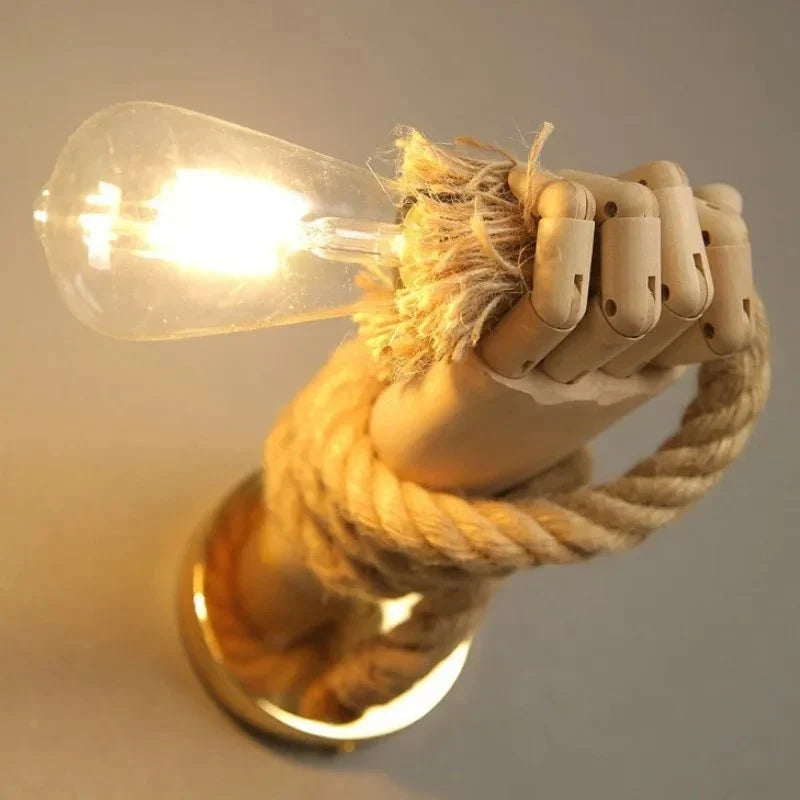 Indoor Wall Light | Retro Hemp Rope & Metal | Warm Glow