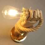 Indoor Wall Light | Retro Hemp Rope & Metal | Warm Glow