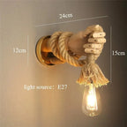 Indoor Wall Light | Retro Hemp Rope & Metal | Warm Glow