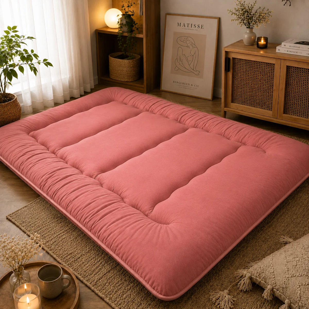 Japanese Futon Mattress | 4-Inch Quilted Foldable Machine-Washable