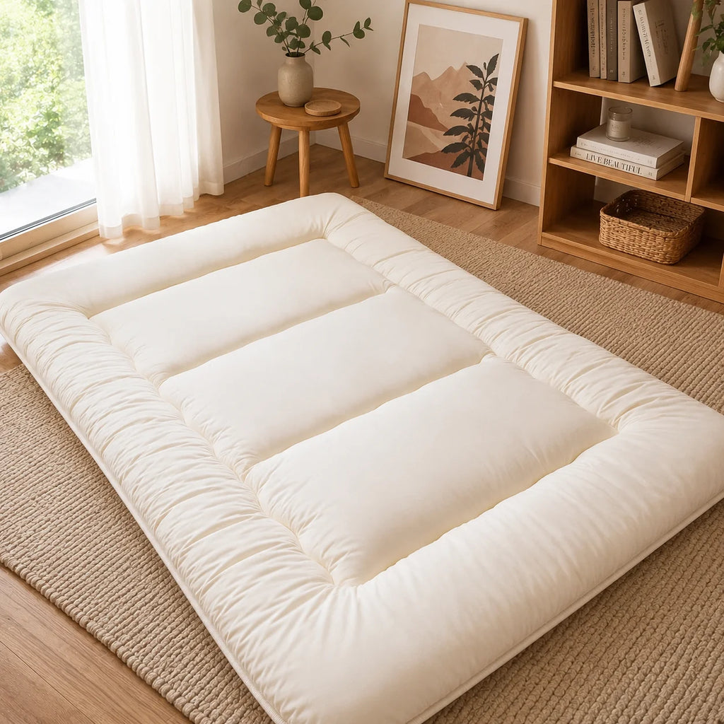 Japanese Futon Mattress | 4-Inch Quilted Foldable Machine-Washable