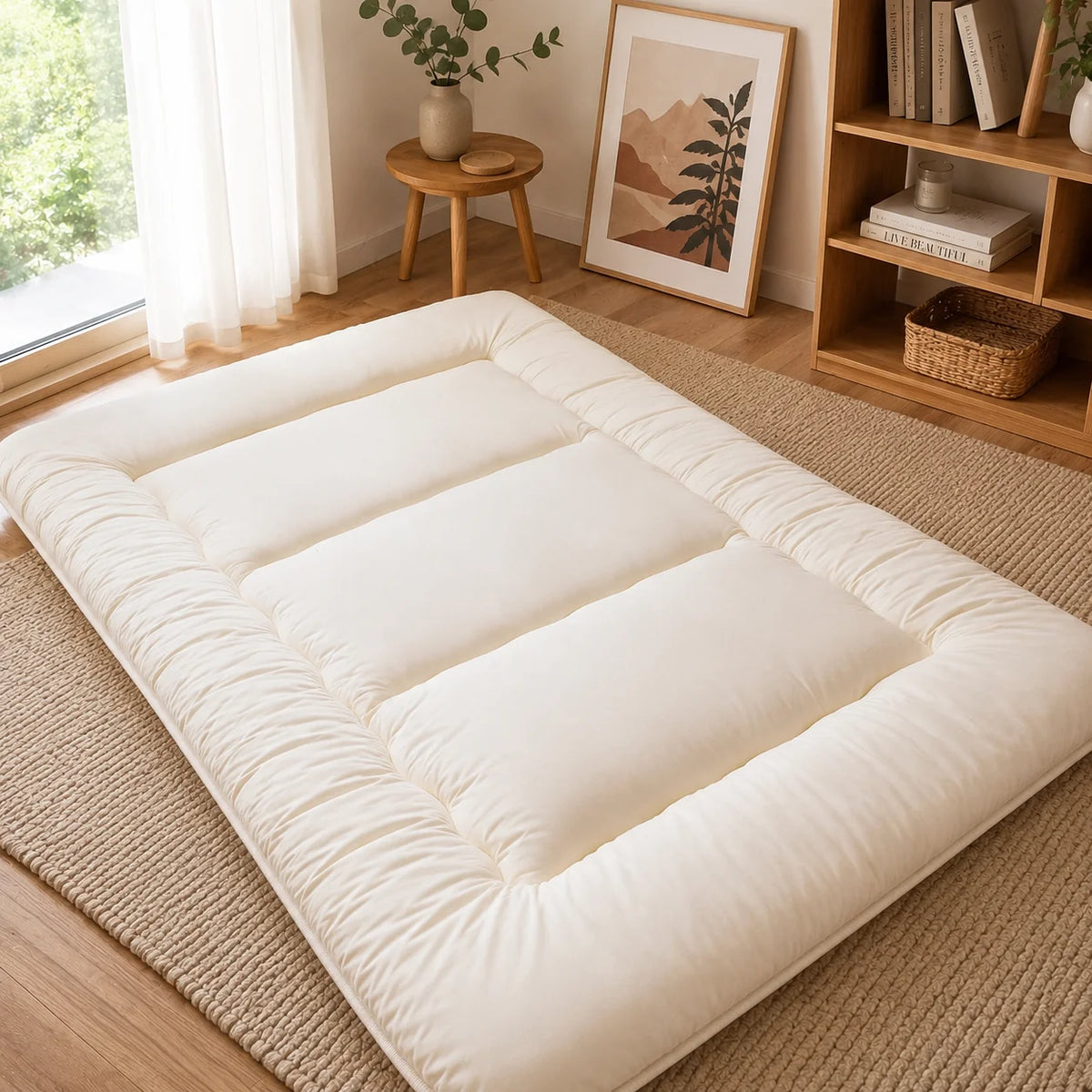 Japanese Futon Mattress | 4-Inch Quilted Foldable Machine-Washable