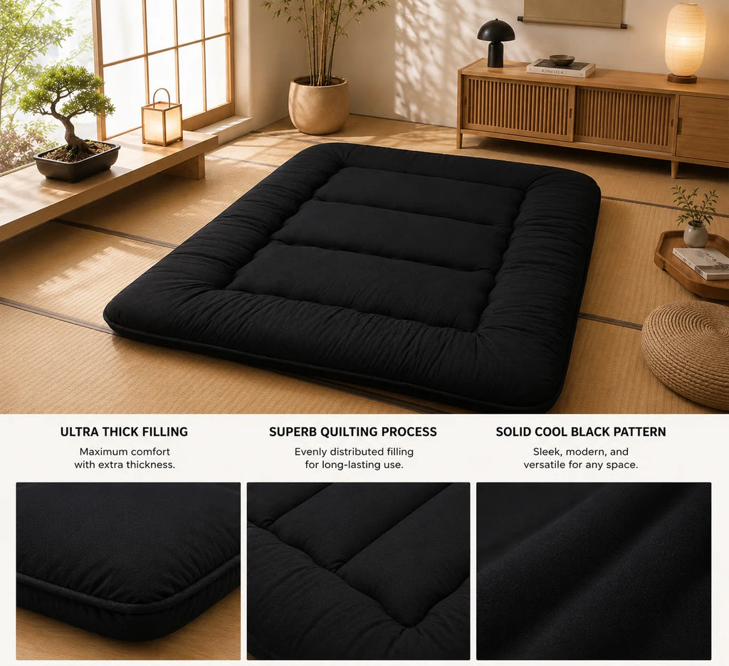 Japanese Futon Mattress | 4-Inch Quilted Foldable Machine-Washable