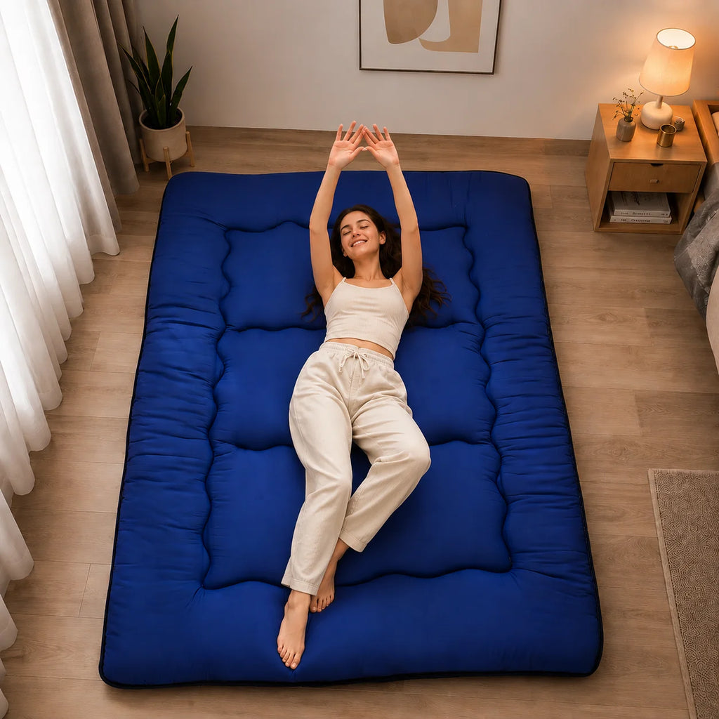 Japanese Futon Mattress | 4-Inch Quilted Foldable Machine-Washable