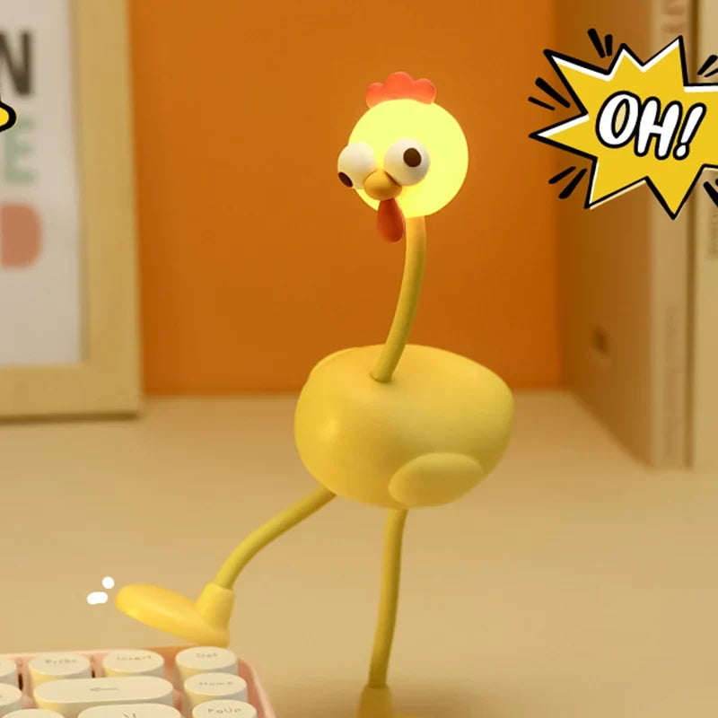 Kids Desk Lamp | Chicken-Shaped Flexible Neck & USB Rechargeable
