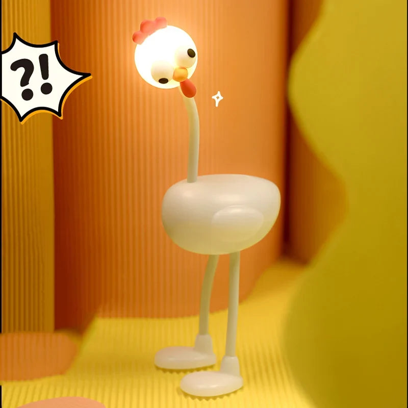 Kids Desk Lamp | Chicken-Shaped Flexible Neck & USB Rechargeable