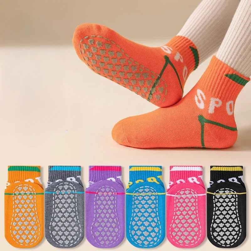 Kids' Socks | Non-Slip Grip Soles & Breathable Cotton Blend | 6 Pairs
