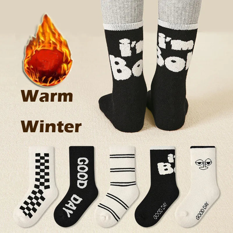 Kids Wool Socks | Wool Blend & Soft Lining | 5 Pairs