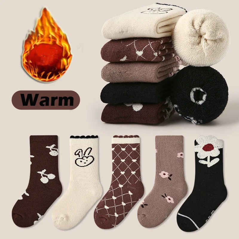 Kids Wool Socks | Wool Blend & Soft Lining | 5 Pairs