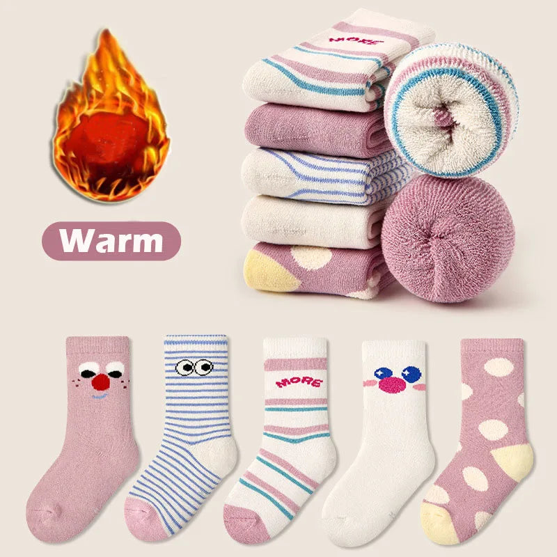 Kids Wool Socks | Wool Blend & Soft Lining | 5 Pairs