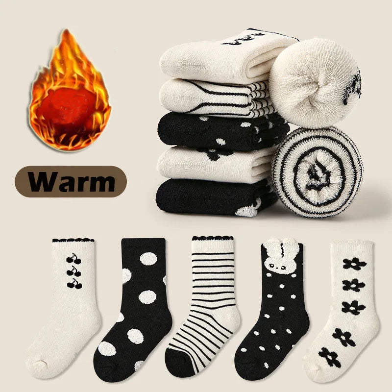 Kids Wool Socks | Wool Blend & Soft Lining | 5 Pairs