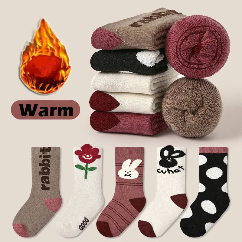 Kids Wool Socks | Wool Blend & Soft Lining | 5 Pairs