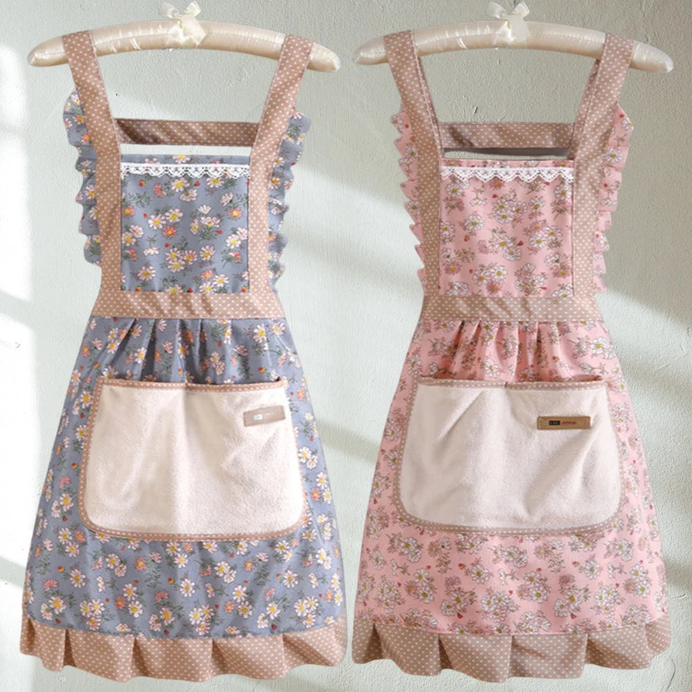 Kitchen Apron | Floral Cotton Waterproof & Oil-Resistant | Adjustable Strap