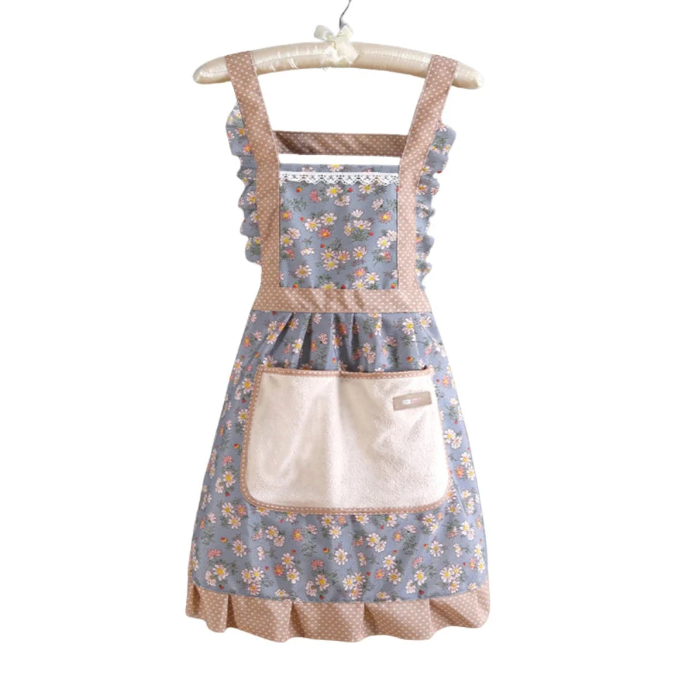 Kitchen Apron | Floral Cotton Waterproof & Oil-Resistant | Adjustable Strap