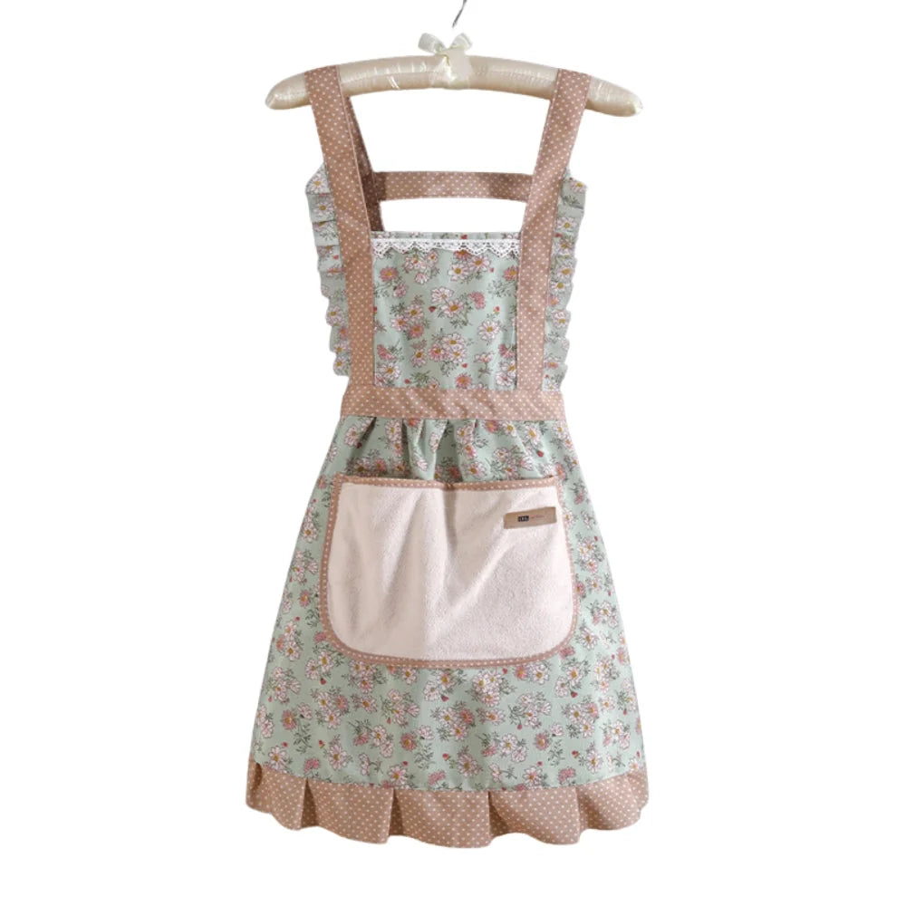 Kitchen Apron | Floral Cotton Waterproof & Oil-Resistant | Adjustable Strap
