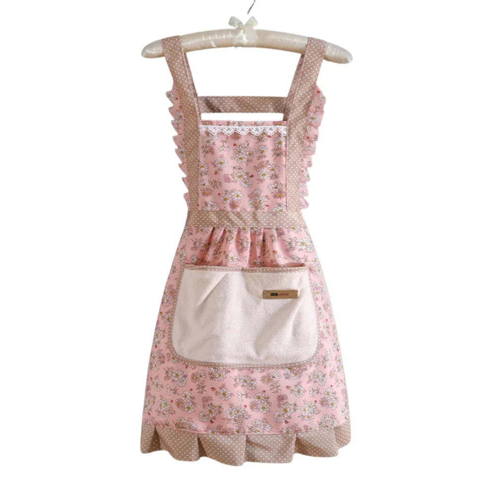 Kitchen Apron | Floral Cotton Waterproof & Oil-Resistant | Adjustable Strap