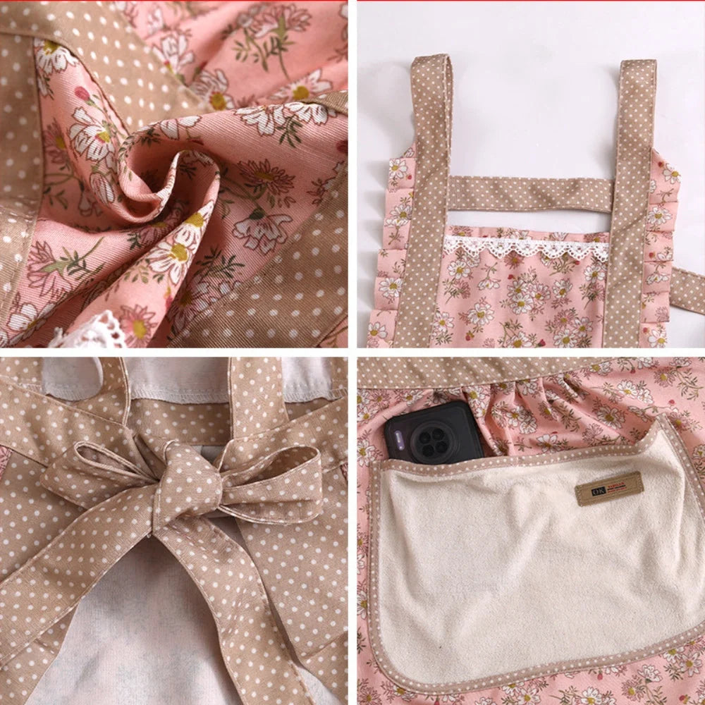 Kitchen Apron | Floral Cotton Waterproof & Oil-Resistant | Adjustable Strap