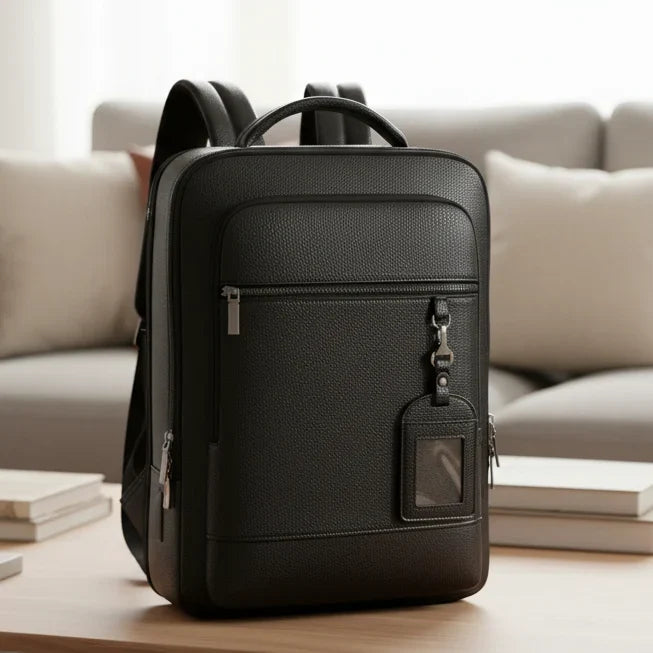 Laptop Backpack | PU Leather & Integrated USB Charging | Fits 15.6-Inch Laptops