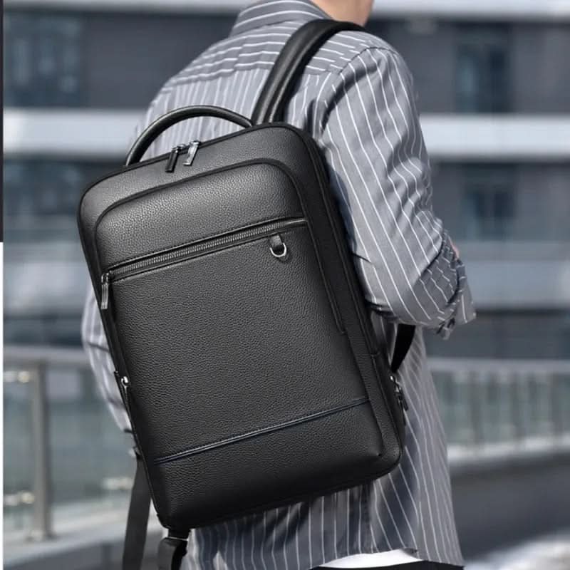 Laptop Backpack | PU Leather & Integrated USB Charging | Fits 15.6-Inch Laptops