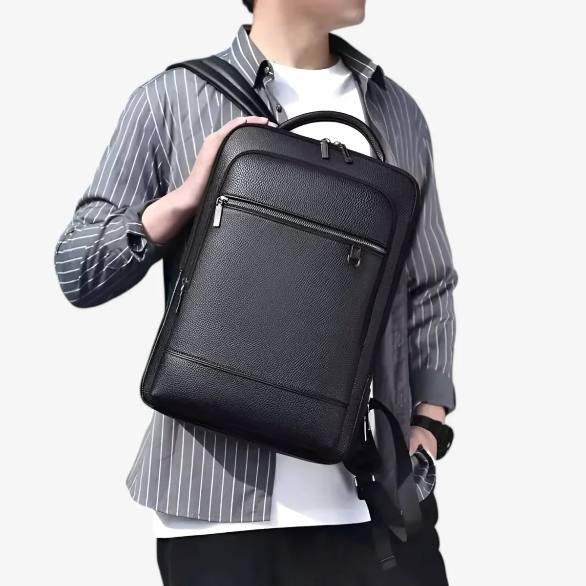 Laptop Backpack | PU Leather & Integrated USB Charging | Fits 15.6-Inch Laptops