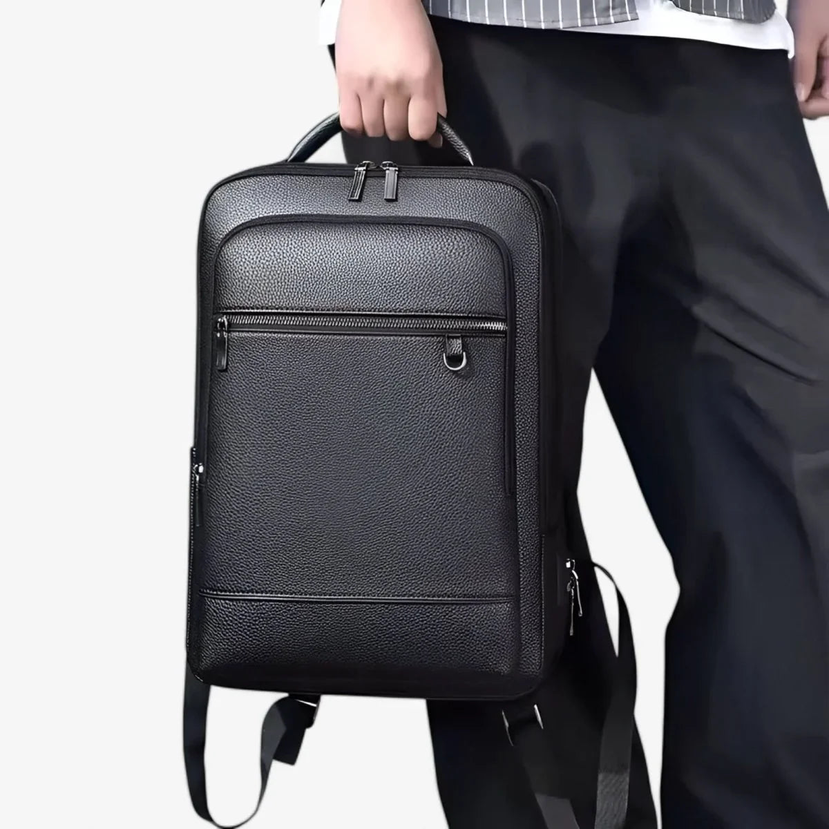 Laptop Backpack | PU Leather & Integrated USB Charging | Fits 15.6-Inch Laptops