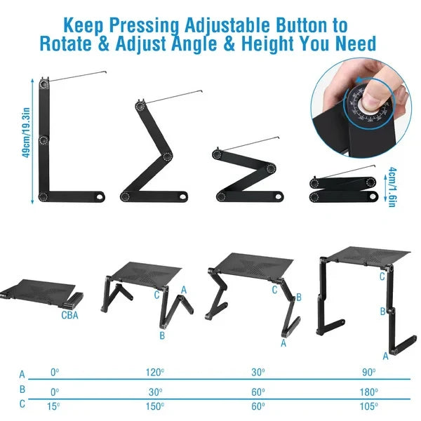 Laptop Stand | 360° Adjustable Lightweight & Perforated Aluminum | Fits Up To 21 Inches