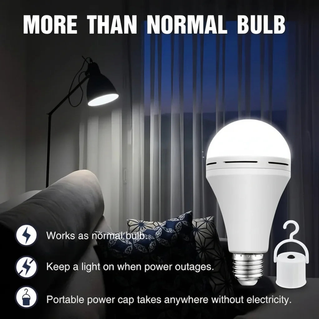 LED Bulb | Rechargeable Auto-On Emergency | Fits E27/E26 Sockets