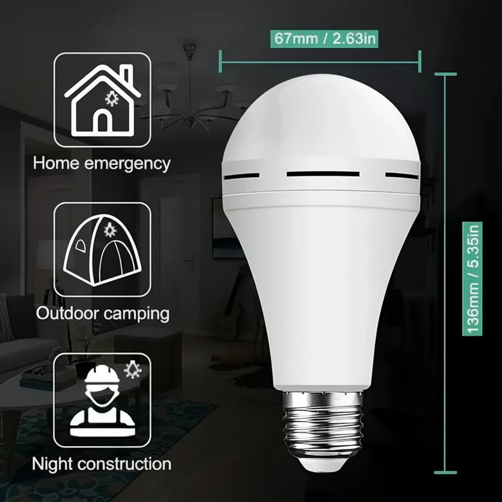 LED Bulb | Rechargeable Auto-On Emergency | Fits E27/E26 Sockets