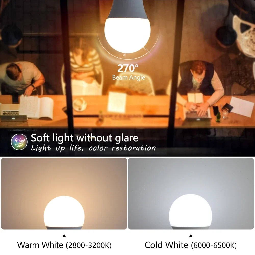 LED Bulb | Warm White Energy-Efficient Flicker-Free | E27 Base