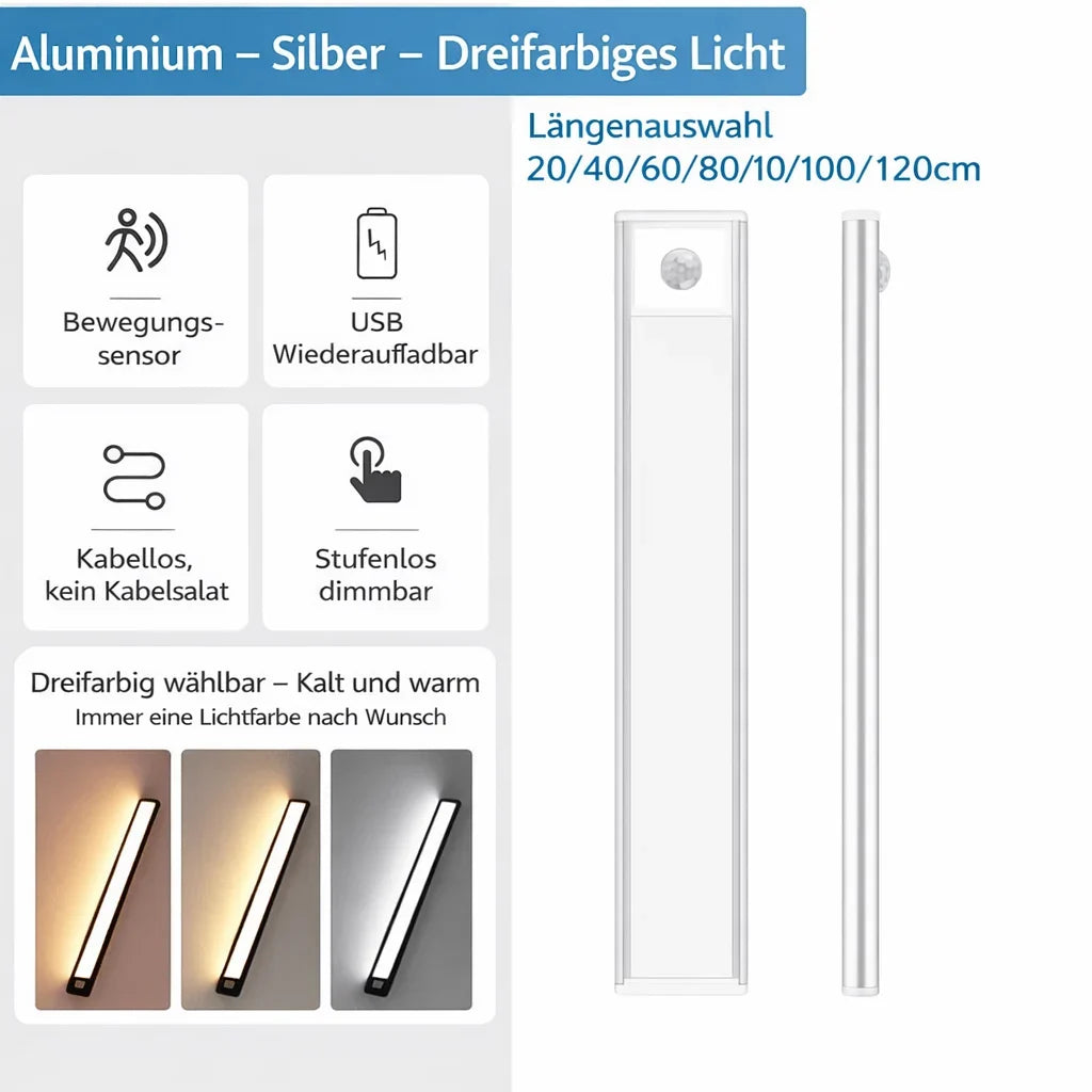 LED Cabinet Light | USB Rechargeable Motion Sensor & Dimmable