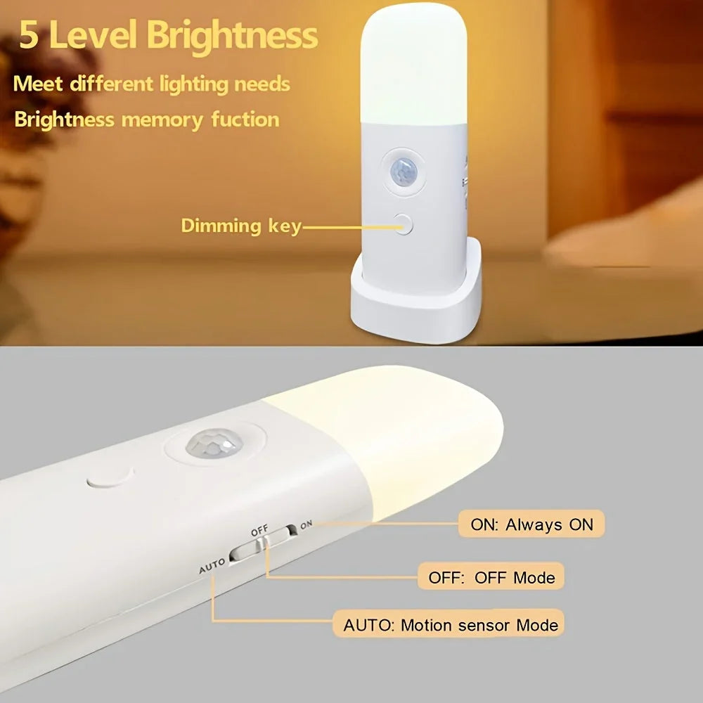 LED Night Light | Motion Sensor & Dimmable | USB Rechargeable 2000mAh
