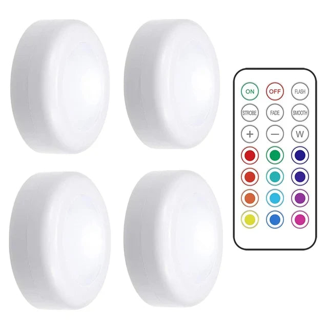 LED Puck Lights | Dimmable Remote & Touch | Battery-Powered