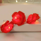 LED String Lights | Battery-Powered Warm White & Artificial Roses | 2 m