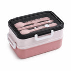Lunchbox | Three-Compartment Double-Decker & Cutlery Included | 1.4L Capacity